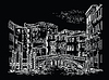 Vector clipart: Venice drawing bridge above canal black