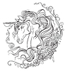 Hand drawing unicorn coloring book