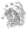 Unicorn portrait coloring book black