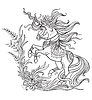 Drawing unicorn coloring book black