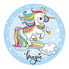 Vector clipart: Cute cartoon unicorn circle blue