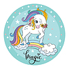 Vector clipart: Cute cartoon unicorn circle turquoise