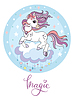 Vector clipart: Cute cartoon unicorn blue circle