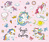 Vector clipart: Set of funny cartoon unicorns