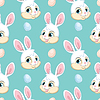 Vector clipart: Seamless pattern with heads of white rabbits