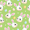 Vector clipart: Seamless pattern with heads of white bunnies