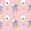 Vector clipart: Seamless pattern with heads of easter bunnies pink