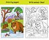 Vector clipart: Coloring book page and color template bears