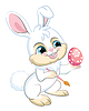 Vector clipart: Little cute funny white rabbit with Easter egg