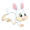Vector clipart: Little cute funny white running rabbit