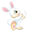 Vector clipart: Little cute funny white rabbit claps his hands
