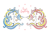 Vector clipart: Two magic cute cartoon unicorns
