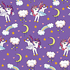 Seamless pattern unicorns with wings and rainbow
