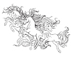 Running unicorns coloring book page