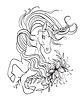 Unicorn contour coloring book page
