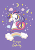Vector clipart: Cute cartoon unicorn dreaming purple