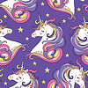 Vector clipart: Magic seamless pattern with unicor head and stars o
