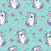 Vector clipart: Magic seamless pattern with heads of unicorns and