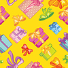 Vector clipart: Seamless pattern with cute colorful presents on