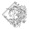 Vector clipart: Unicorn head coloring book rhombus
