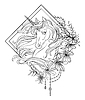 Kopf des Einhorns mit Färbung der Lilienblumen | Stock Vektrografik