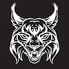Cabeza de mascota lince en negro | Ilustración vectorial