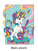 Cool unicorn with guitar colorful