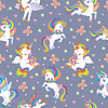 Seamless pattern with dreaming unicorns blue
