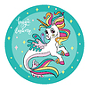 Cute cartoon sea unicorn circle