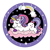 Cute cartoon baby unicorn circle