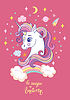 Vector clipart: Cute cartoon unicorn dreaming red