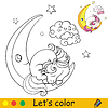 Cute cartoon unicorn slipping on moon coloring