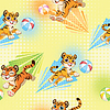 Vector clipart: Seamless pattern with cute tigers and balls