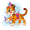 Vector clipart: cartoon character tribal tiger in profile