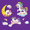 Mom and baby unicorns colorful