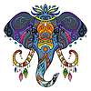 Vector clipart: Tangle african elephant colorful