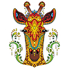 Vector clipart: Tangle african giraffe colorful