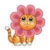 Vector clipart: little cute cat with headgear in forme of flower