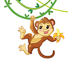 Vector clipart: Little monkey cute cartoon character