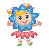 Vector clipart: cute girl with headgear in forme of flower