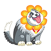 Vector clipart: cute dog with headgear in forme of flower