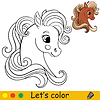 Cute head of pony in profile coloring