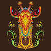 Vector clipart: Tangle african giraffe colorful brown