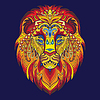 Vector clipart: Tangle african lion colorful blue