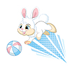 Cute jumping dynamic rabbit cartoon character