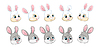 Vector clipart: Set of cute cartoon rabbits heads