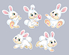 Vector clipart: Set of cute cartoon rabbits