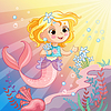 Vector clipart: Mermaid on sea cartoon