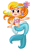 Vector clipart: Cute pretty sitting mermaid cartoon