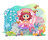 Vector clipart: Sea wildlife background with mermaid and corals
